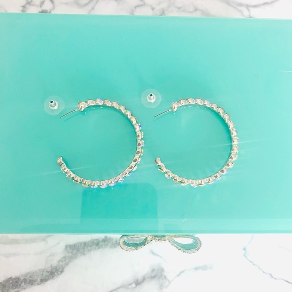 💕Pretty Crystal Rhinestone Hoop Earrings - Picture 10 of 12